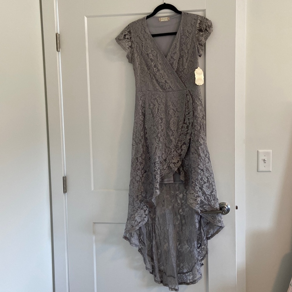 Lavender Purple Lace High Low Dress